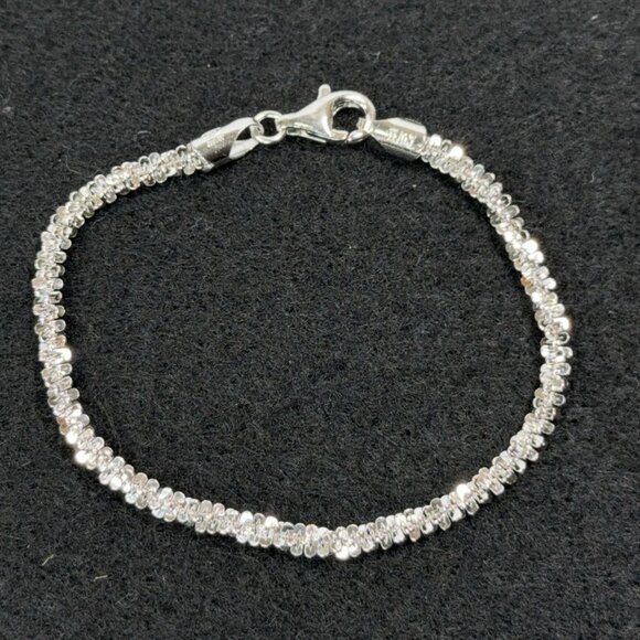 Italian Sterling Silver Bracelet Twisted Textured 7.2g Lobster Closure 6-3/4" - Picture 2 of 8